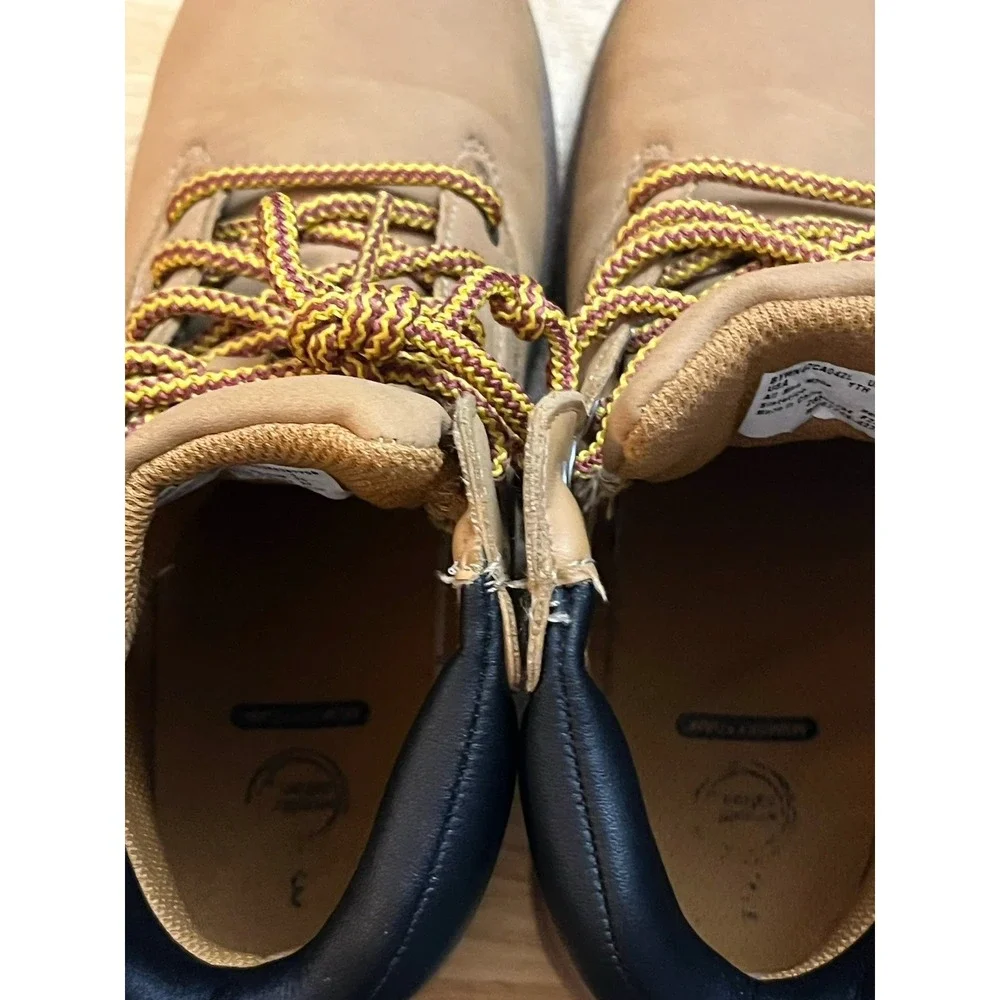 Boys Size 3Y Youth Wonder Nation Work Boots Lace Up Tan Leather Shoes‎